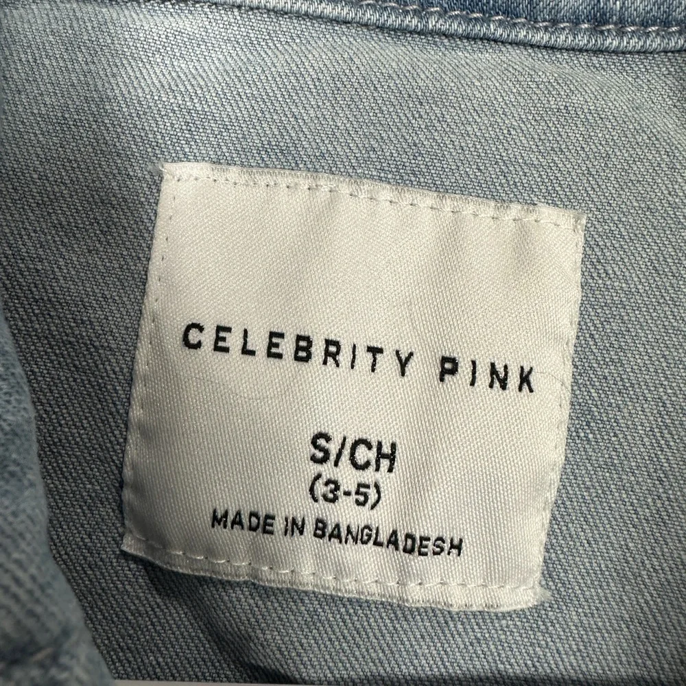 Celebrity Pink Denim Romper Jumpsuit 80's Retro Jean One Piece‎ Sz S Festival